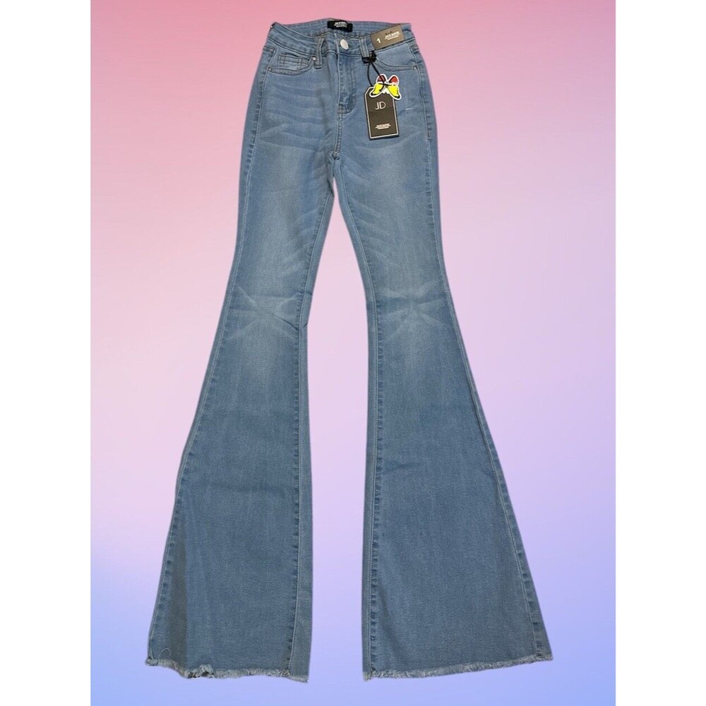 Jack David Premium Denim Jeans Juniors Womens Size 1 NWT Flared Raw Edge